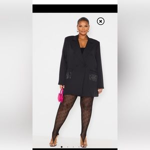 PrettyLittleThing Plus Diamante Pocket Oversized Blazer Dress - Size 20